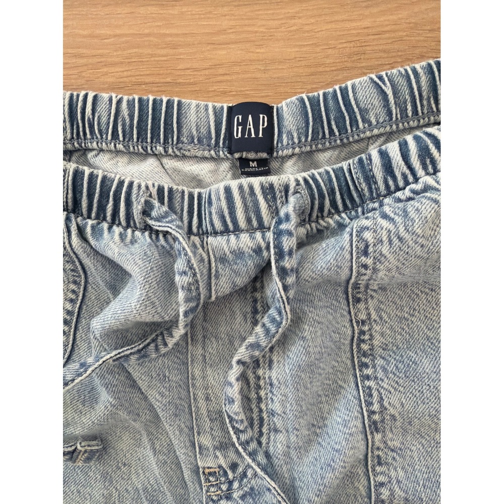 Gap Womens Light Wash Wide Leg Drawstring Denim Pants Blue Size M‎ Relaxed Fit - Picture 2 of 6